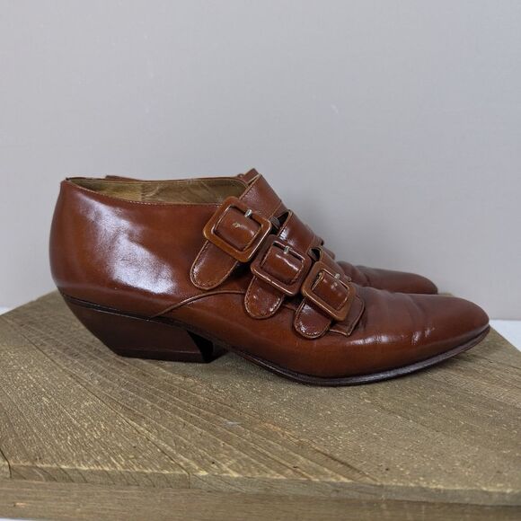 Vintage Bassoto Italy Leather Triple-Buckle Shoes – Size EU 40 (US 9) – Brown - Picture 6 of 12